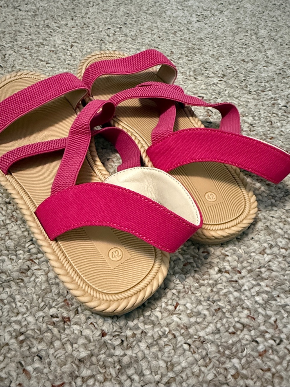 Hot Pink Strappy Elastic Sandals - Picture 3 of 5